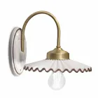 Geplooide glanzende keramische appliqué en handgeschilderde rand - Laquila Viadurini