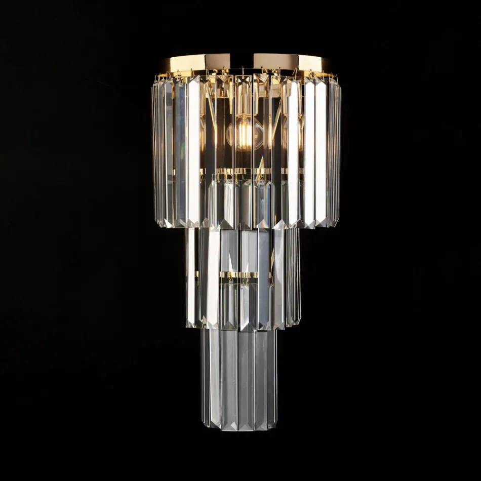 IJzeren en gouden applicatie met strass-steentjes, gemaakt in Italië, voor interieurdecoratie - Wenen Viadurini