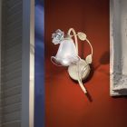 Applique in ijzer en gezandstraald glas met roos van keramiek decoratie - Siena Viadurini