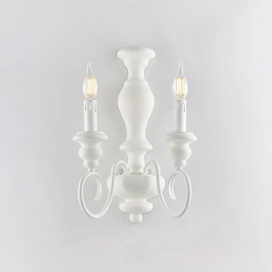 Houten en gelakt ijzeren wandlampen, gemaakt in Italië, voor interieurdecoratie - Toscane Viadurini