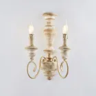 Houten en gelakt ijzeren wandlampen, gemaakt in Italië, voor interieurdecoratie - Toscane Viadurini