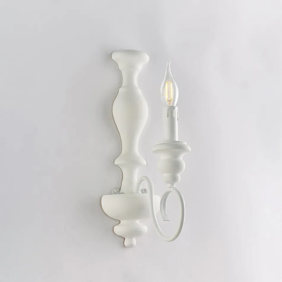 Houten en gelakt ijzeren wandlampen, gemaakt in Italië, voor interieurdecoratie - Toscane Viadurini