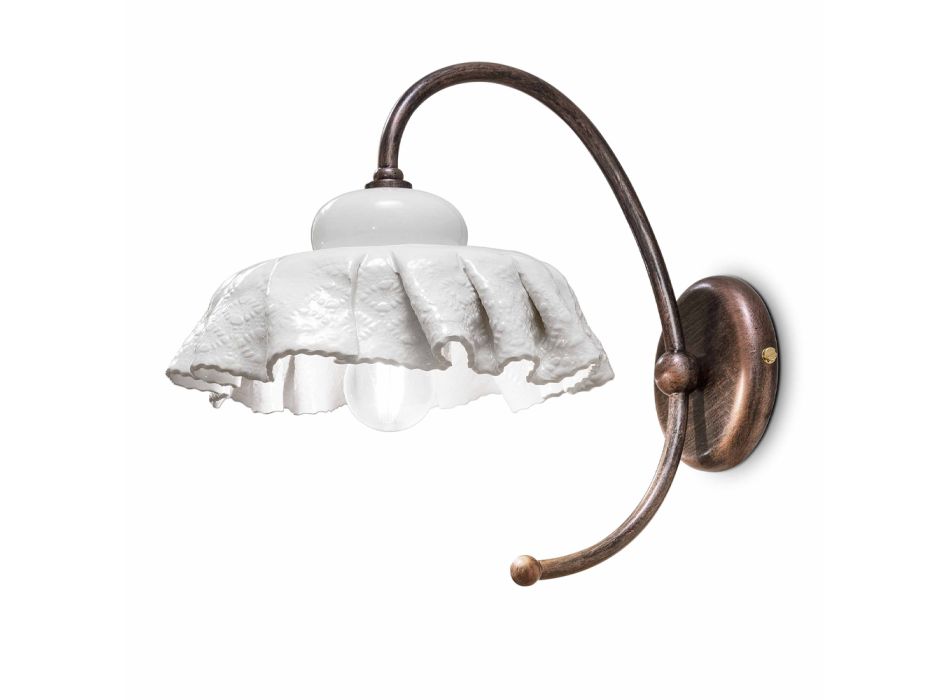 Handgemaakte metalen en keramische wandlamp met stofeffect - Modena Viadurini