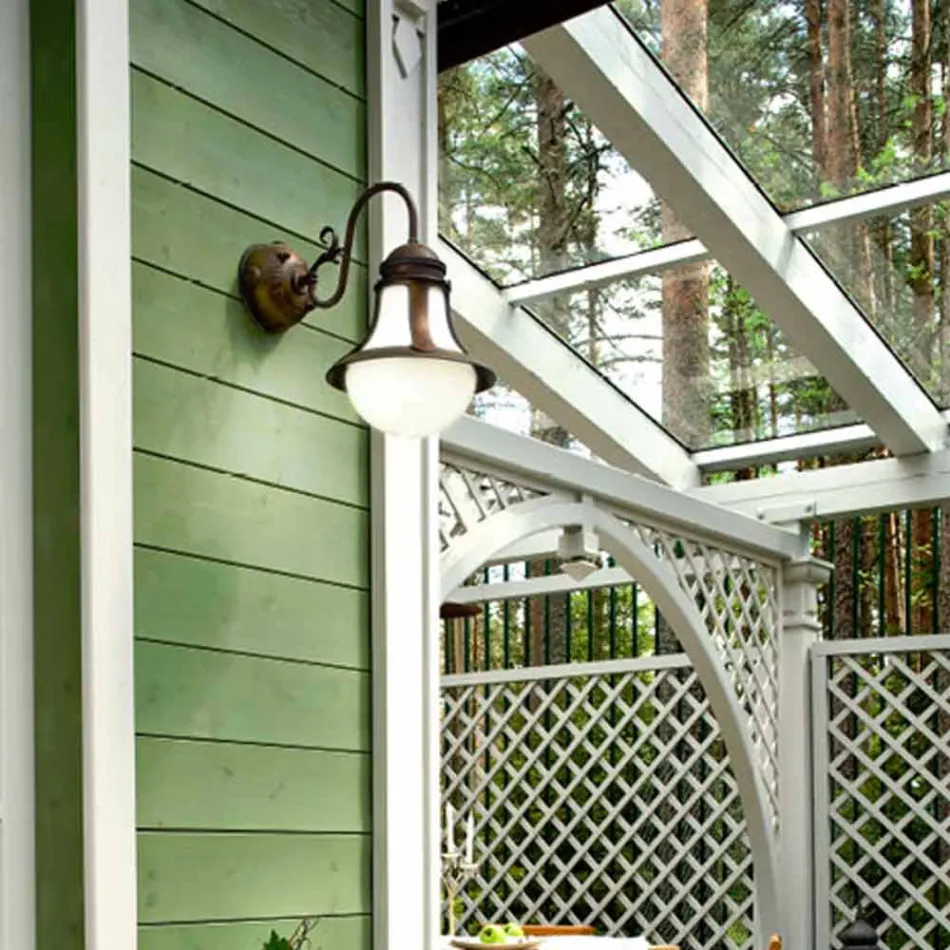 Wand messing en wit Loggia geblazen glas Viadurini