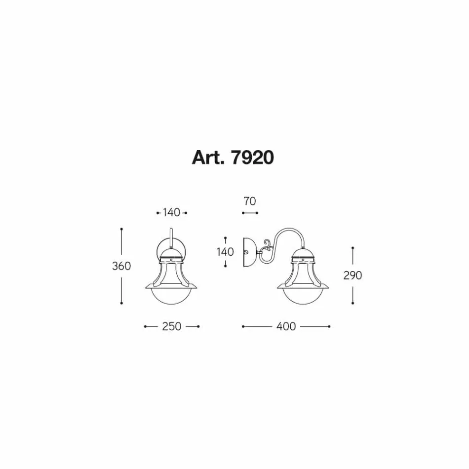 Wand messing en wit Loggia geblazen glas Viadurini