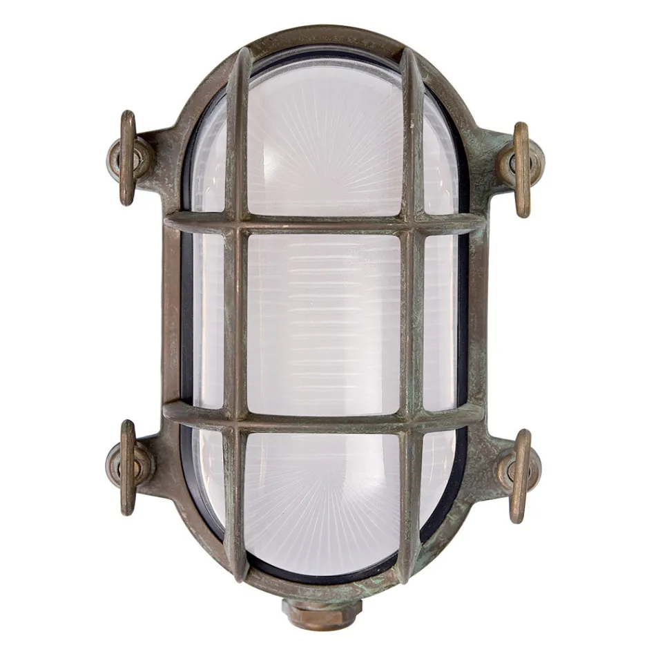 Vintage messing wandlamp met opaal/helder glas - Zeemeermin Viadurini