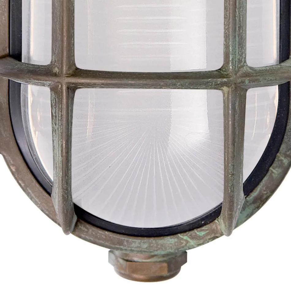 Vintage messing wandlamp met opaal/helder glas - Zeemeermin Viadurini