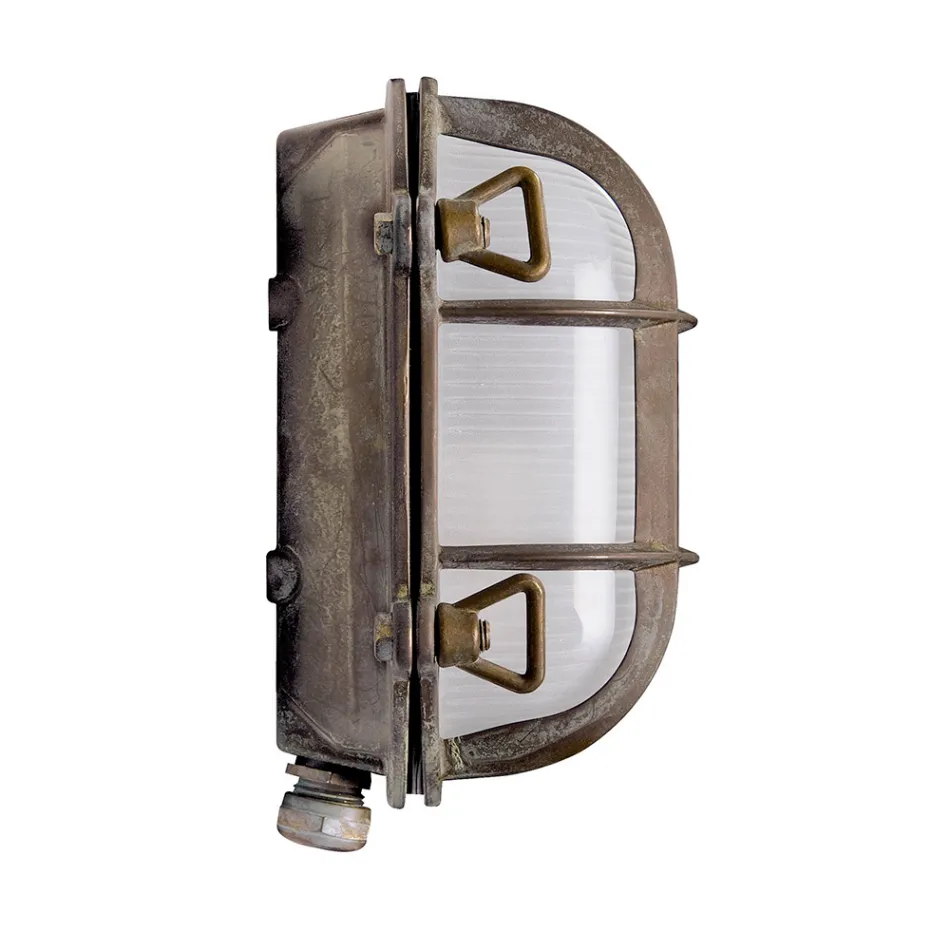 Vintage messing wandlamp met opaal/helder glas - Zeemeermin Viadurini