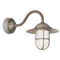 Vintage messing buitenwandlamp, opaalglas IP44 - Elfico