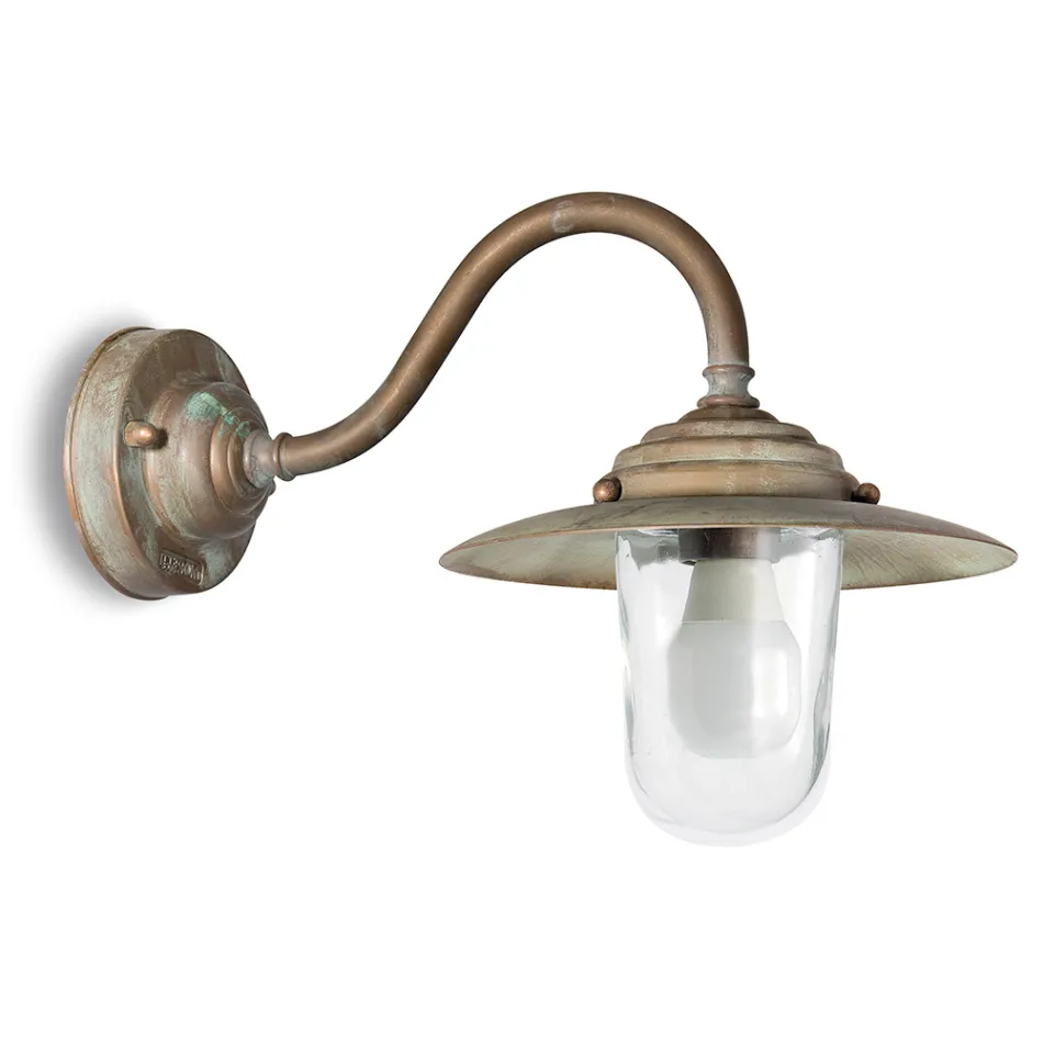 Vintage messing buitenwandlamp, helder glas IP44 - Elfico Viadurini