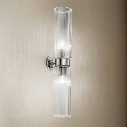 Venetiaanse glazen wandlamp met kristalafwerking, handgemaakt in Italië - Larissa Viadurini