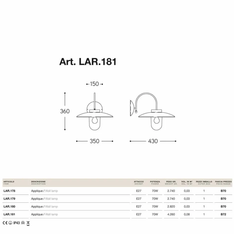 Applique La Traviata koper, glas en antieke koperen Viadurini