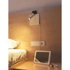 Decoratieve led-wandlamp in wit of zwart aluminium met USB-poorten - Paola Viadurini