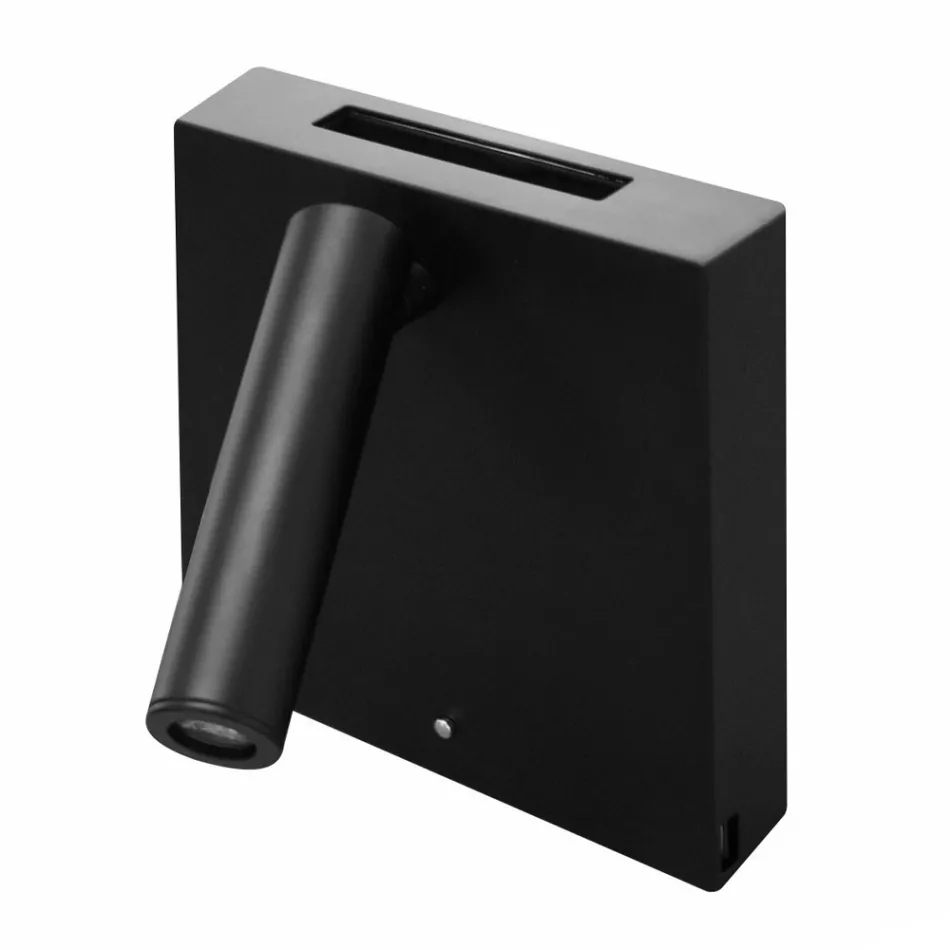 Decoratieve led-wandlamp in wit of zwart aluminium met USB-poorten - Paola Viadurini