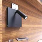 Decoratieve led-wandlamp in wit of zwart aluminium met USB-poorten - Paola Viadurini