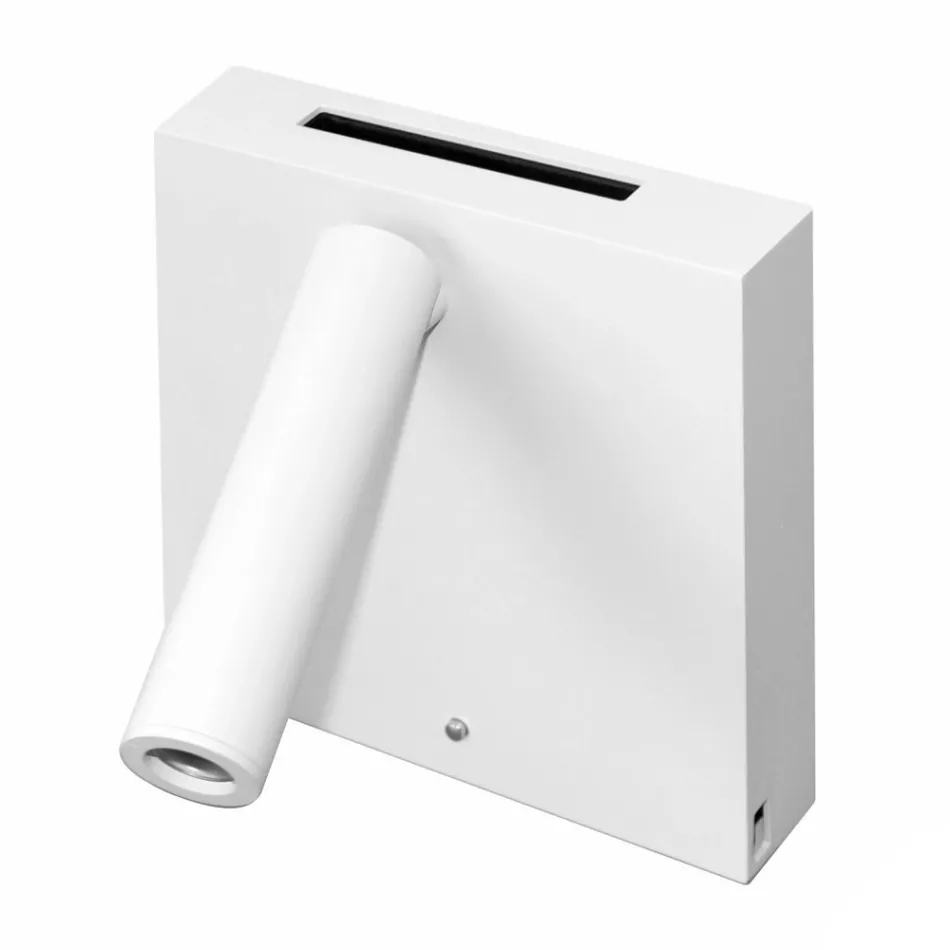 Decoratieve led-wandlamp in wit of zwart aluminium met USB-poorten - Paola Viadurini