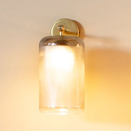 LED-wandlamp in gepolijst messing en grijs glas Made in Italy - Zelo Viadurini