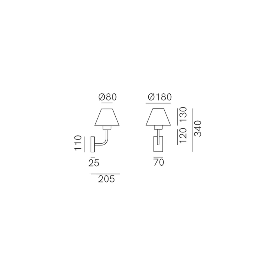 Buitenwandlamp in messing en koper Made in Italy - Sword Viadurini