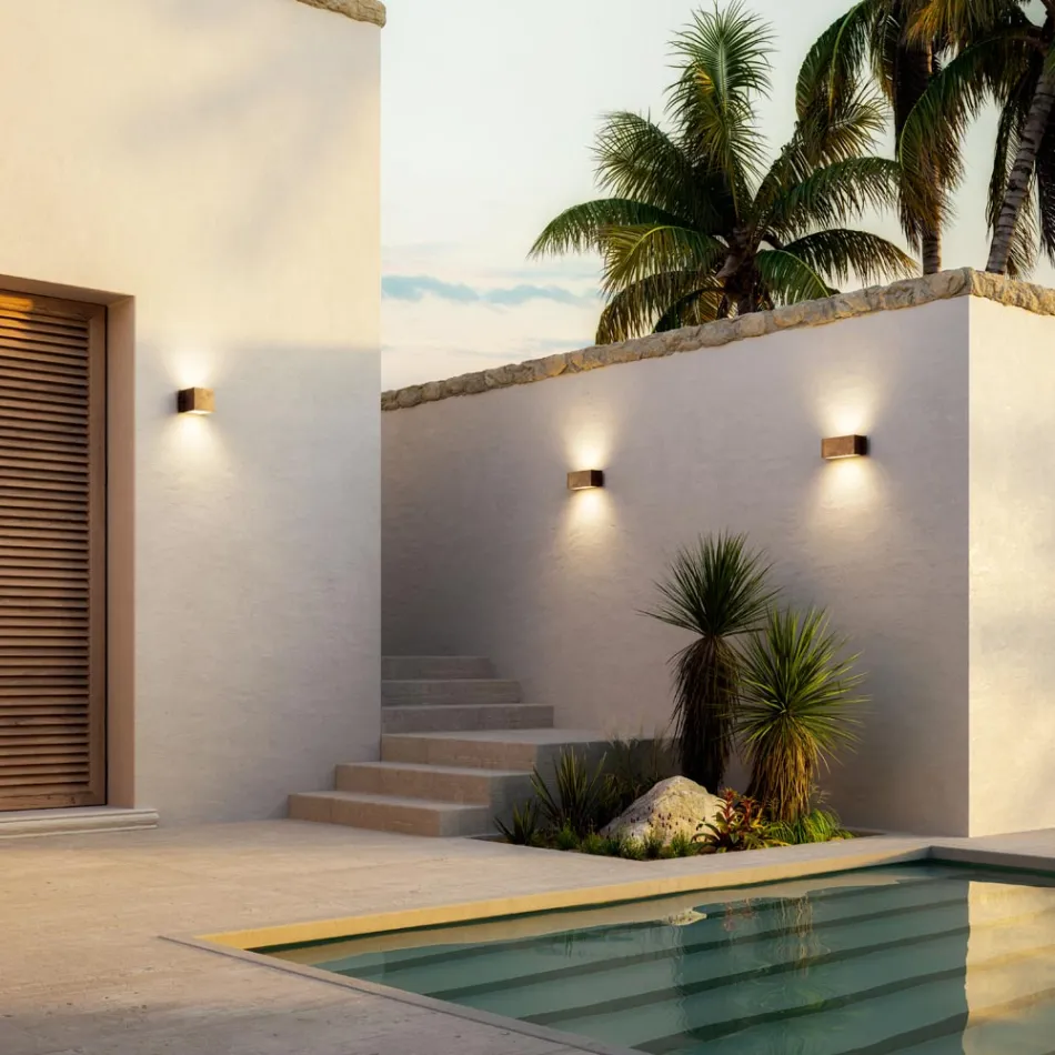 Rechthoekige wandlamp in koper en LED Made in Italy - voorbeeld Viadurini