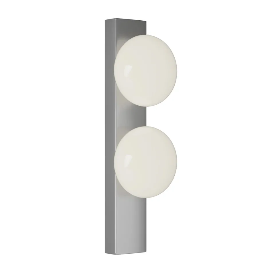 Wand- of plafondlamp van aluminium en wit geblazen glas - Alma Viadurini