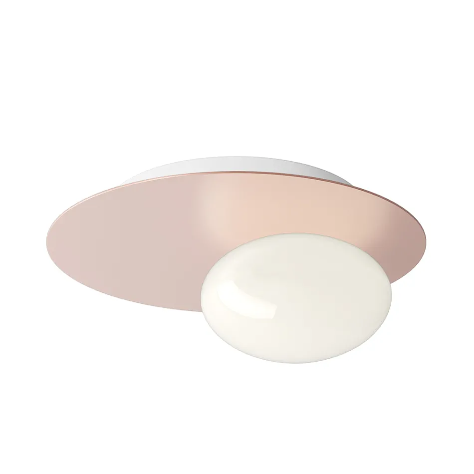 Wand- of plafondlamp van aluminium, metaal en wit glas - Luma Viadurini