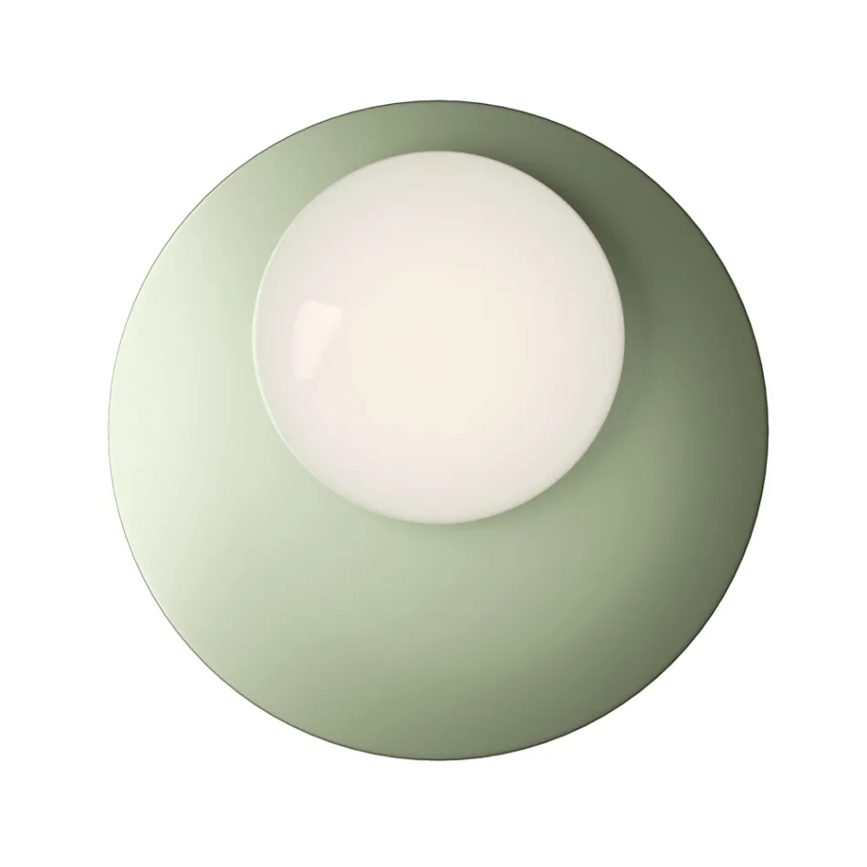 Wand- of plafondlamp van aluminium, metaal en wit glas - Luma Viadurini