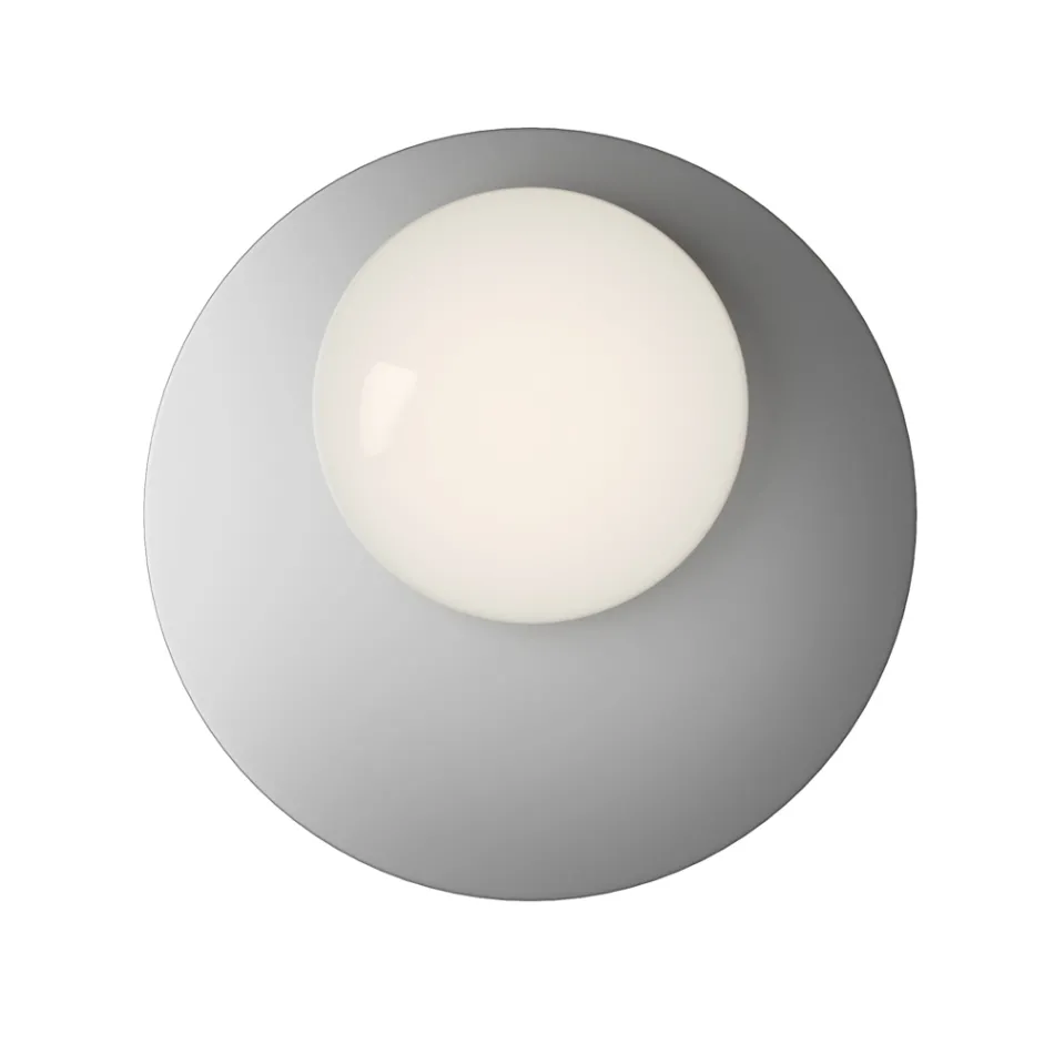 Wand- of plafondlamp van aluminium, metaal en wit glas - Luma Viadurini