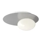 Wand- of plafondlamp van aluminium, metaal en wit glas - Luma Viadurini