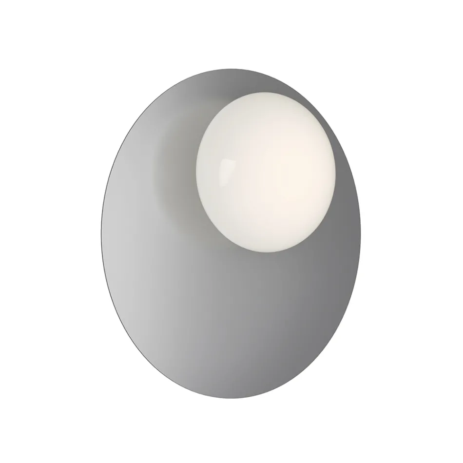 Wand- of plafondlamp van aluminium, metaal en wit glas - Luma Viadurini