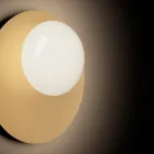 Wand- of plafondlamp van aluminium, metaal en wit glas - Luma Viadurini