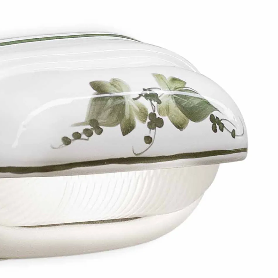 Horizontale buitenwandlamp van keramiek met de hand beschilderde bloemen - Brindisi Viadurini