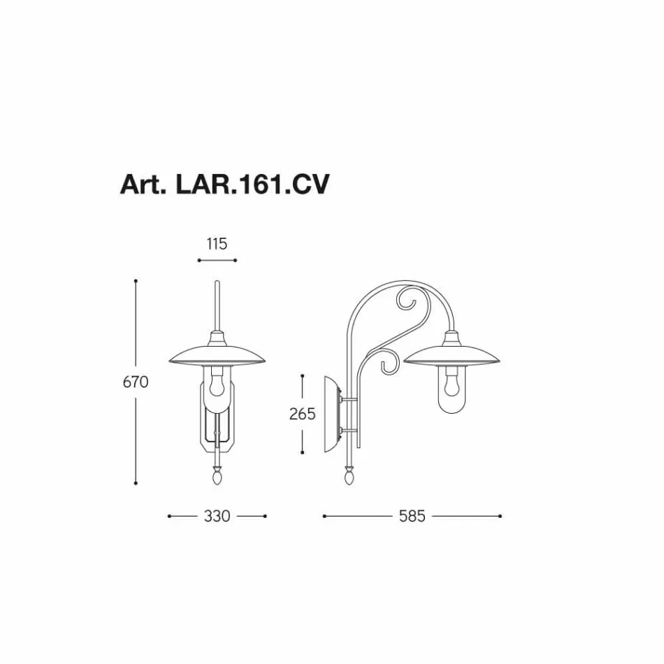 Applique Otello koper, messing, glas, aluminium Viadurini