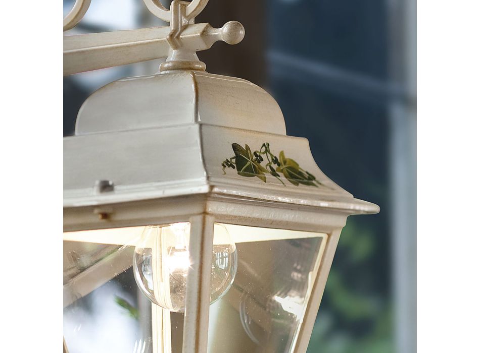 Buitenwandlamp in wit aluminium en handgeschilderde decoratie - Gorizia Viadurini