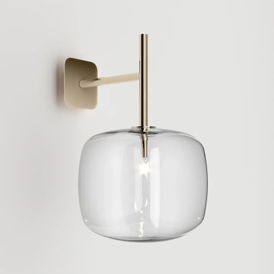Verfijnde wandlamp van geblazen Pyrex-glas en metaal, gemaakt in Italië - Donatina Viadurini