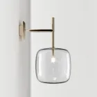 Verfijnde wandlamp van geblazen Pyrex-glas en metaal, gemaakt in Italië - Donatina Viadurini