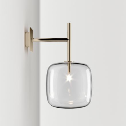 Verfijnde wandlamp van geblazen Pyrex-glas en metaal, gemaakt in Italië - Donatina Viadurini