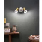 Ronde wandlamp met 2 spots in messing en handbeschilderd keramiek - Savona Viadurini