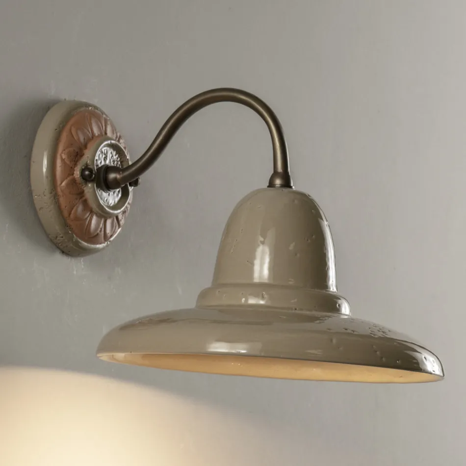 Ronde ambachtelijke tuinapplique in Galestro Made in Italy - Toscot Spoleto Viadurini