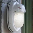 Verticale buitenwandlamp van keramiek met de hand beschilderde bloemen - Brindisi Viadurini
