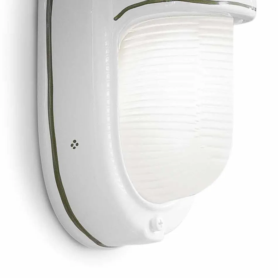 Verticale buitenwandlamp van keramiek met de hand beschilderde bloemen - Brindisi Viadurini