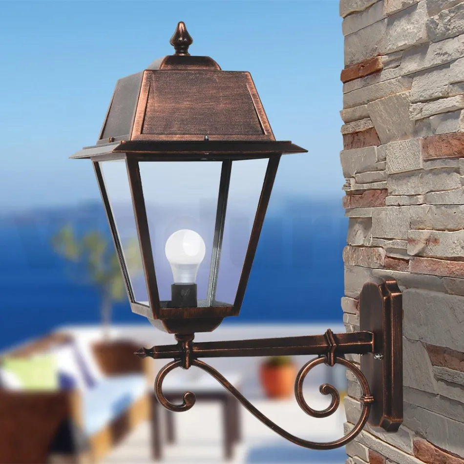 Vintage buitenwandlamp van aluminium en glas gemaakt in Italië - Doroty Viadurini