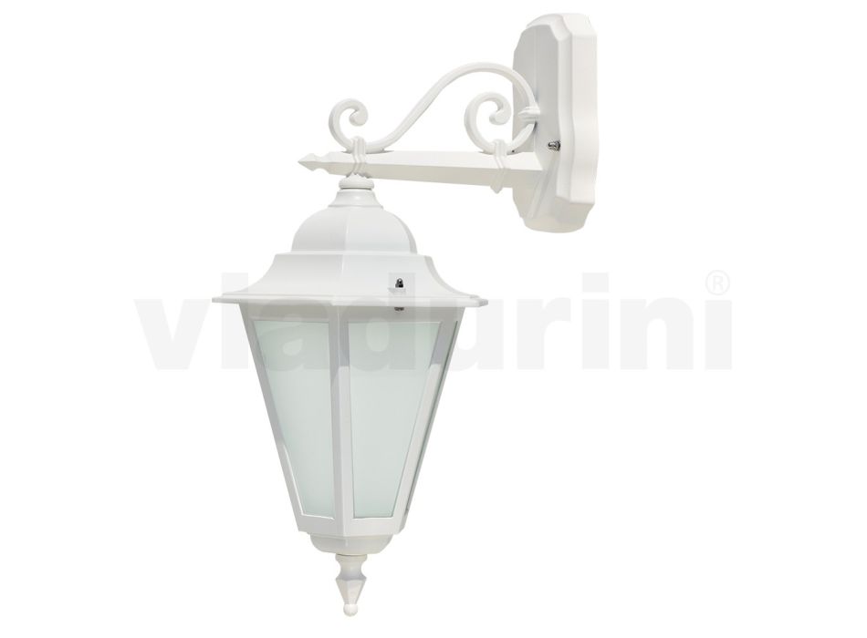 Vintage buitenwandlamp in wit aluminium gemaakt in Italië - Terella Viadurini