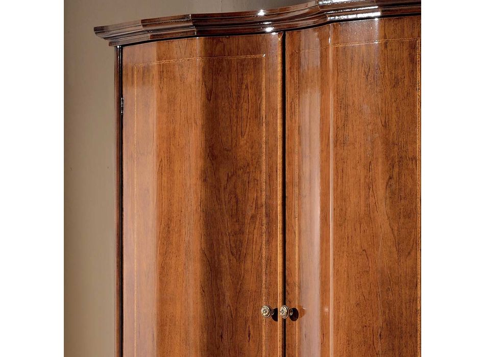 Klassieke houten kledingkast met 2 deuren en 3 lades Made in Italy - Luxe Viadurini