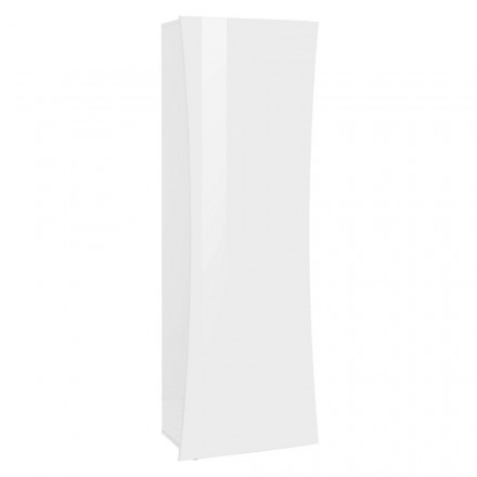 Wit houten wandingang garderobekast gebogen ontwerp 1 deur - Sabine Viadurini