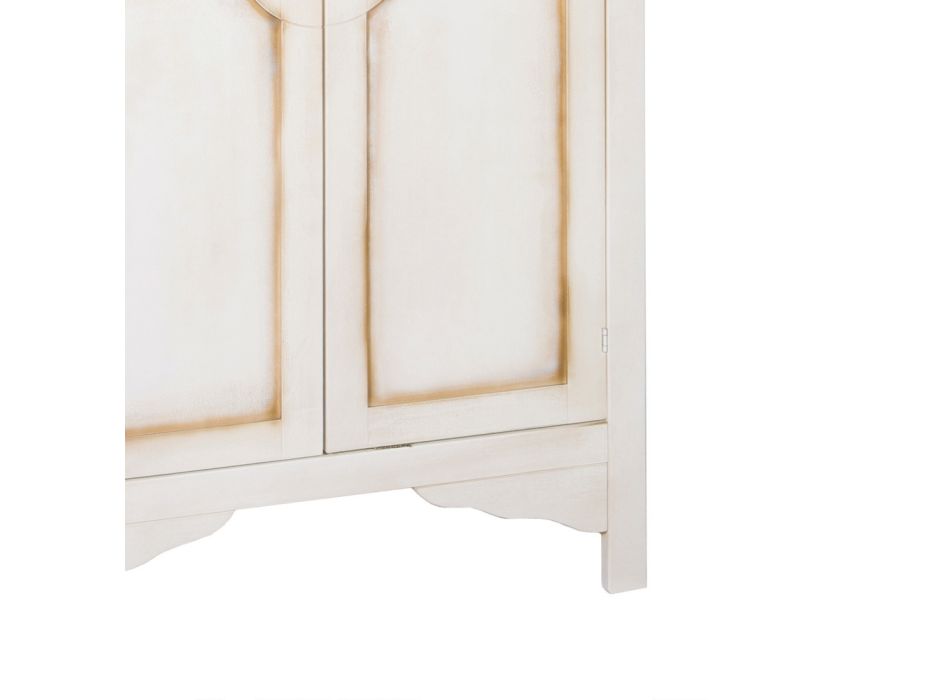 Gepatineerde witte houten kledingkast met 2 deuren Made in Italy - Agni Viadurini
