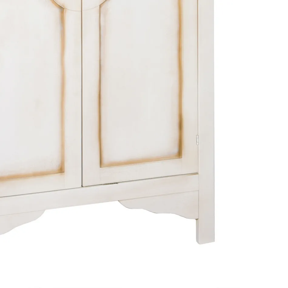 Gepatineerde witte houten kledingkast met 2 deuren Made in Italy - Agni Viadurini