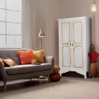 Gepatineerde witte houten kledingkast met 2 deuren Made in Italy - Agni Viadurini