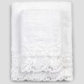 Witte katoenen badstofhanddoeken met kant, 2 stuks Italiaanse luxe - Sposi