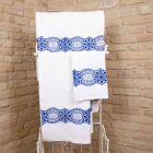 Italiaanse handgemaakte handdoek met handgemaakte katoenen print - handelsmerken Viadurini