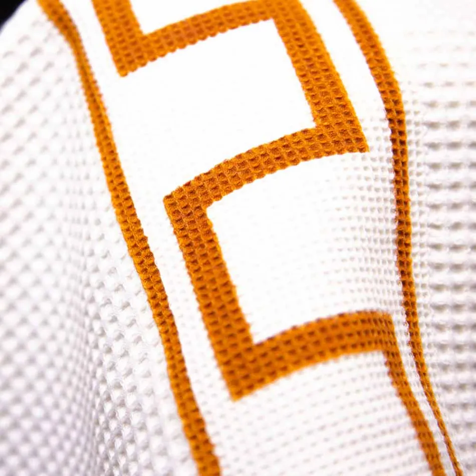 Eendelige Italiaanse katoenen handgedrukte kunsthanddoek - merken Viadurini